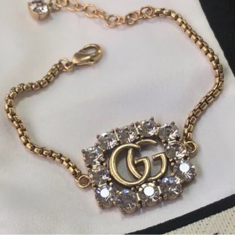 GG Inspired Chain Bracelet with Crystal Details